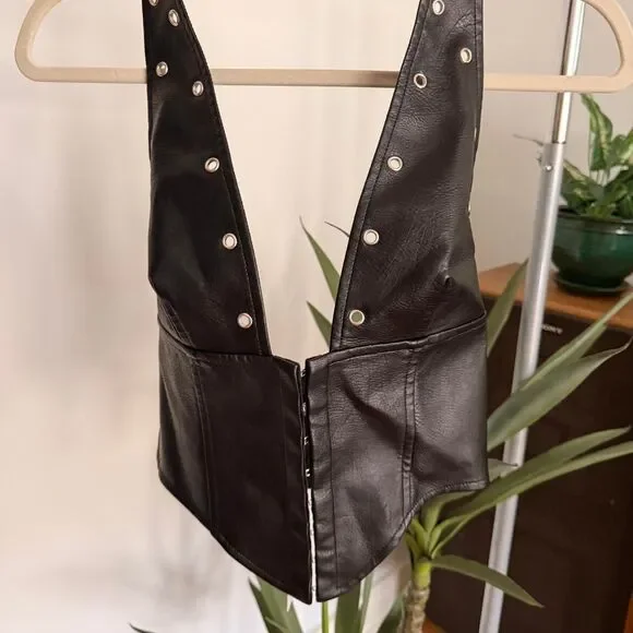 Princess Polly PU Jordy Black Faux Leather Corset Top - Picture 4 of 6